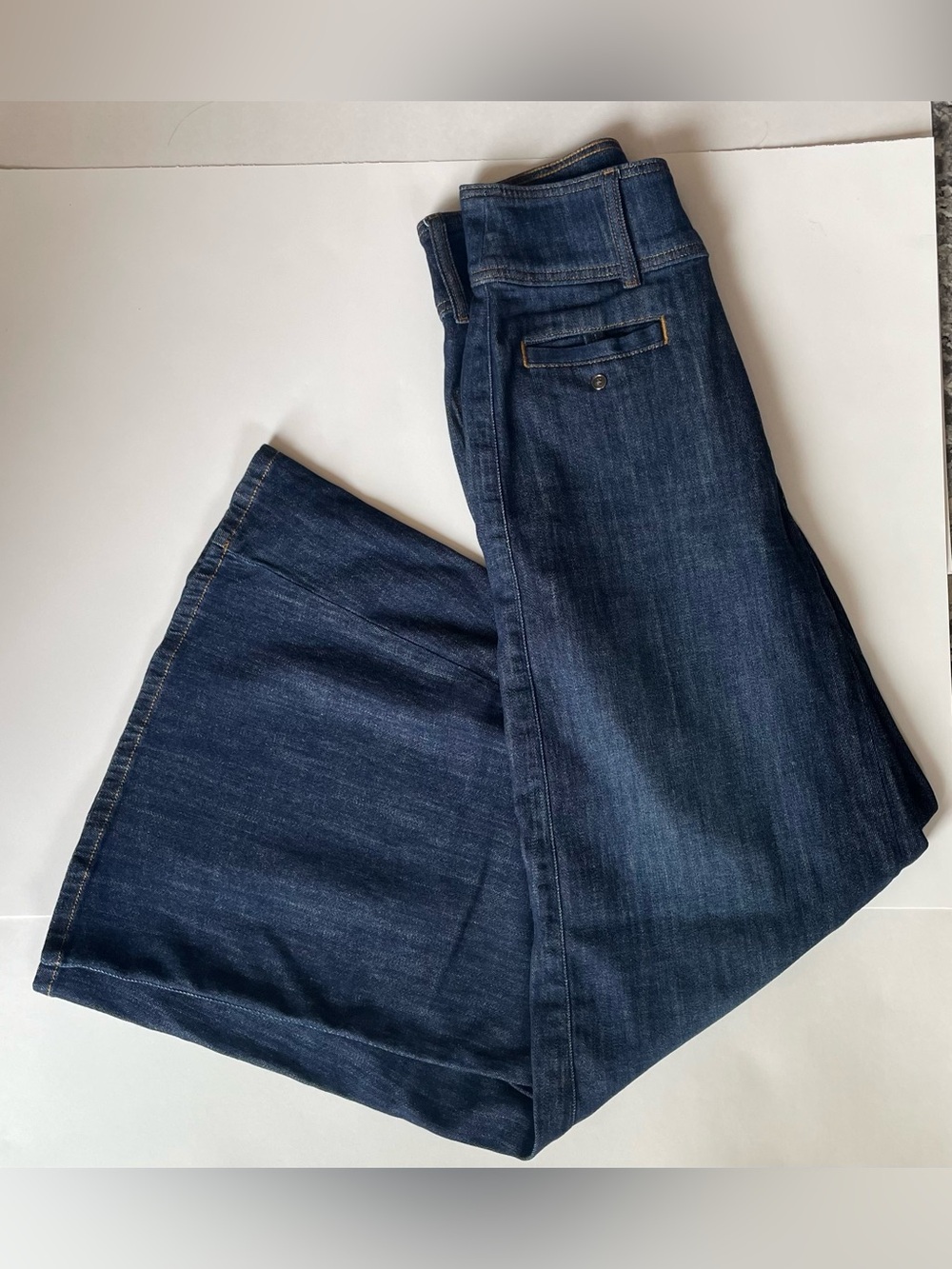 Pilcro by Anthropologie Cotton Dark Wash High-Rise Wide-Leg Denim Jeans - Picture 3 of 9